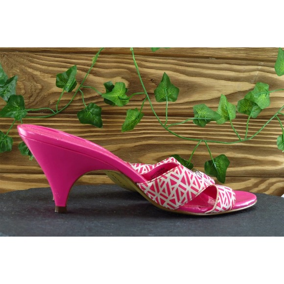 Anne Klein Sz 9 M Pink Slide Fabric Women Sandals - Picture 4 of 9